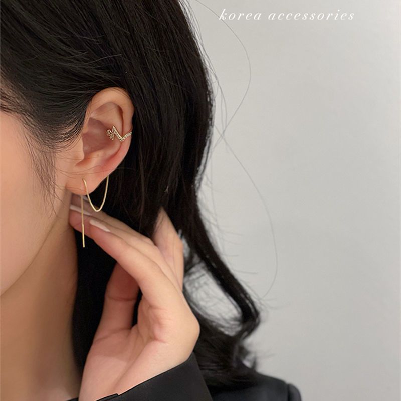 YQQ キラキラ 高級感 チェーン ピアス イヤーフック かっこかわいい