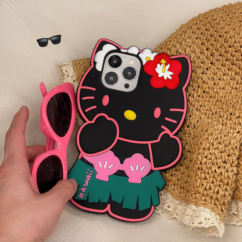 YQQ ビキニ ハローキティ Hello Kitty シリコン携帯ケース スマートフォンケース ブラック/ブラウン