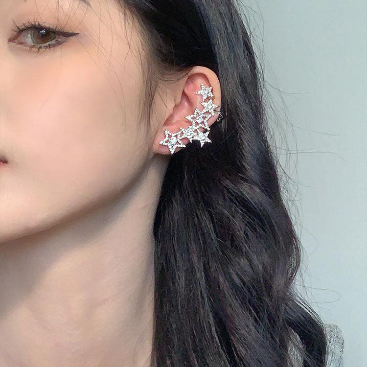 YQQ アシンメトリー スターイヤーカフー キラキラピアス かっこいい