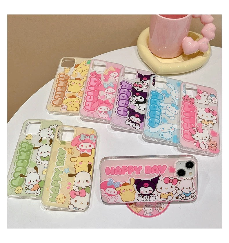 WLY かわいい Happy Day サンリオ スマホケース 携帯電話ケース
