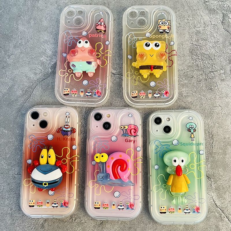 WLY かわいい スマホケース シリカゲル 携帯電話ケース スポンジ・ボブ メインキャラクター