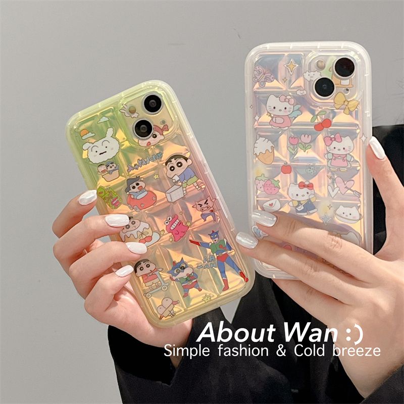 YQQ 可愛い チェック キャラクター スマホケース 携帯電話ケース