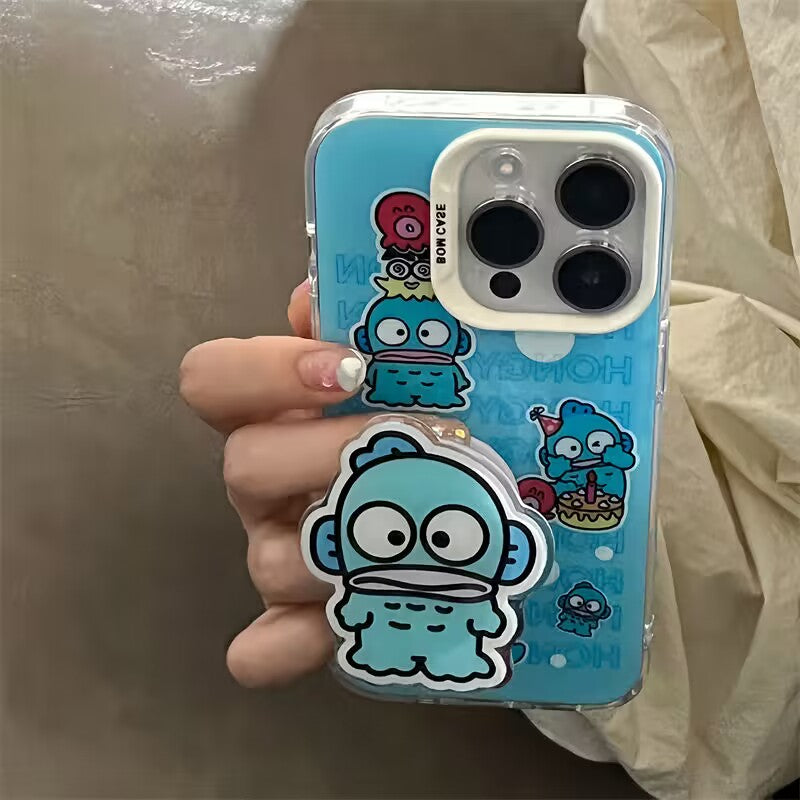 YQQ ハンギョドン スマホケース 携帯電話ケース 粘着式スマホホルダー付き