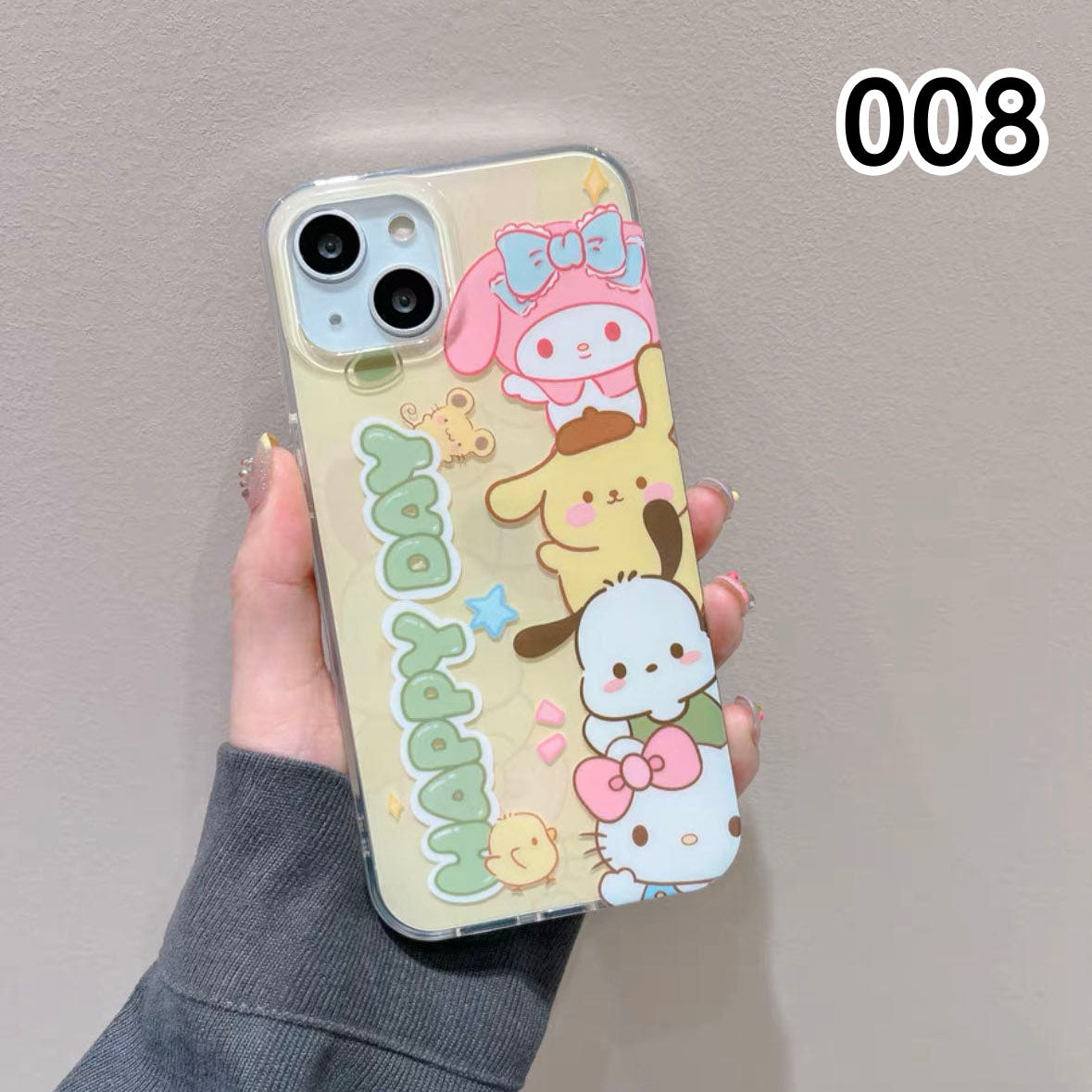WLY かわいい Happy Day サンリオ スマホケース 携帯電話ケース