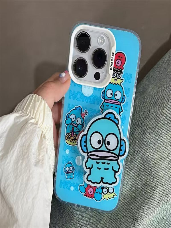 YQQ ハンギョドン スマホケース 携帯電話ケース 粘着式スマホホルダー付き