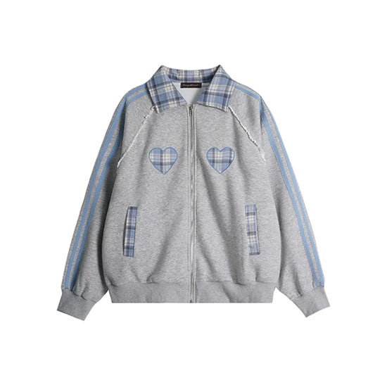 LF04 ハートパッチ刺繍 パーカーセット カジュアル スポーツ ファッション