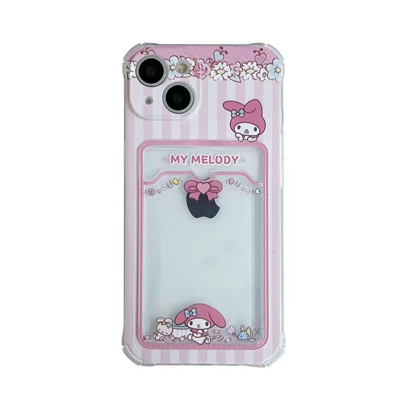 YQQ かわいい クロミ&マイメロディ カードケース付き スマホケース 携帯電話ケース カードケース付き