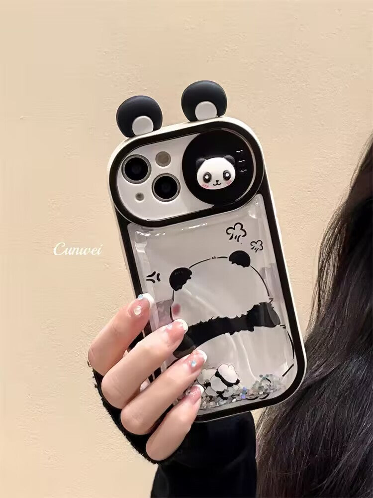 YQQ 可愛いパンダ 新しいアイデア 流砂携帯ケース マホケース 携帯電話ケース