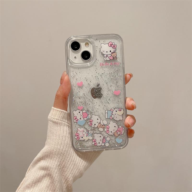 LF クロミ&キティ キラキラ流れるグリッターケース スマホケース 携帯電話ケース