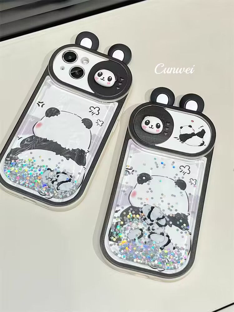 YQQ 可愛いパンダ 新しいアイデア 流砂携帯ケース マホケース 携帯電話ケース