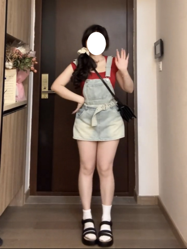 女夏 ハイウエスト着痩せ 大サイズジーンズサスペンダー半身スカートY8