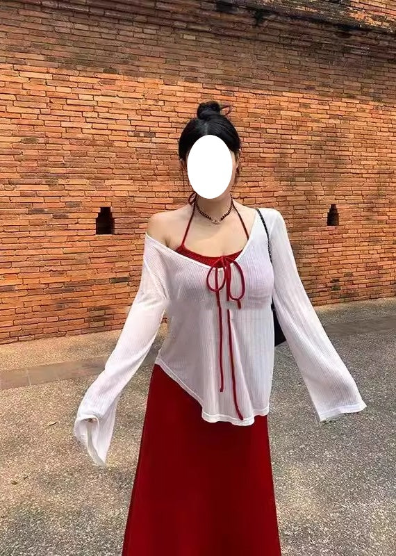 やさしい初恋コーディネートキャミワンピ夏重ね着ラッシュガードロングスカート2点セットX14