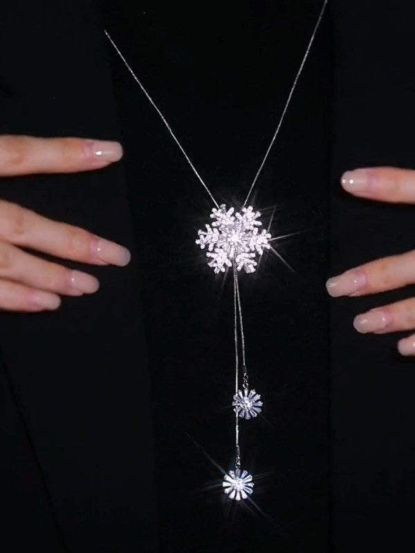 XYW 冬新作 エレガント まわる雪の結晶 まわる雪 太陽花 ネックレス