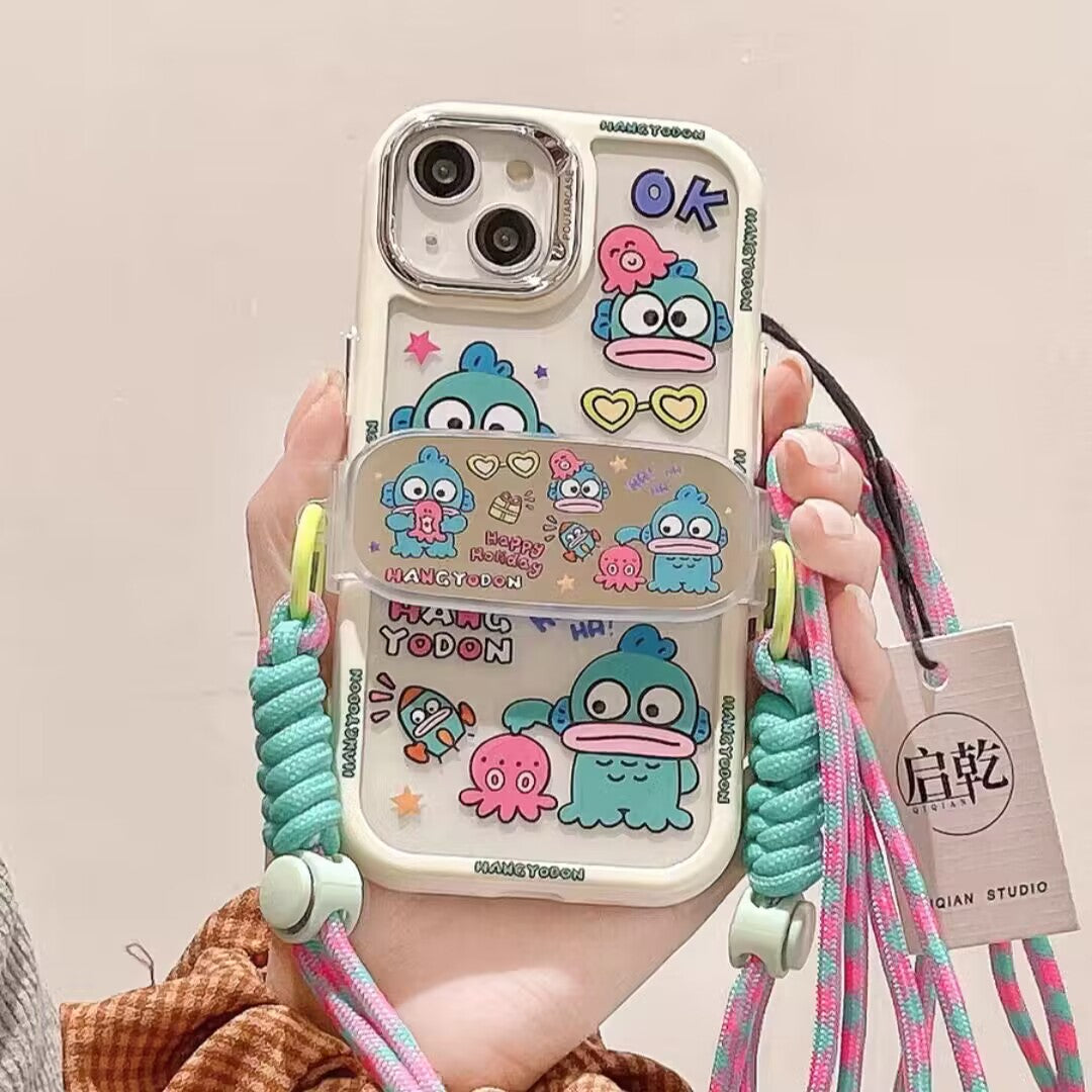 YQQ ハンギョドン スマホケース 携帯電話ケース クランプ式ストラップ