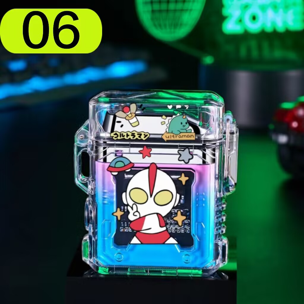 YQQ USB充電 電子ライター 軽量 LED 防風 防水 電気ライター パウダーブルーのライター