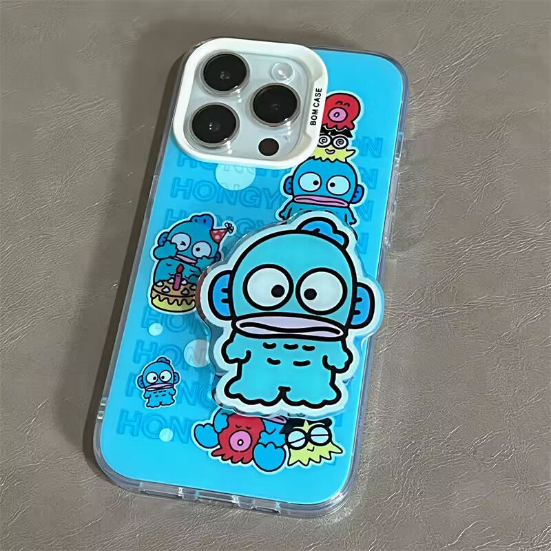 YQQ ハンギョドン スマホケース 携帯電話ケース 粘着式スマホホルダー付き