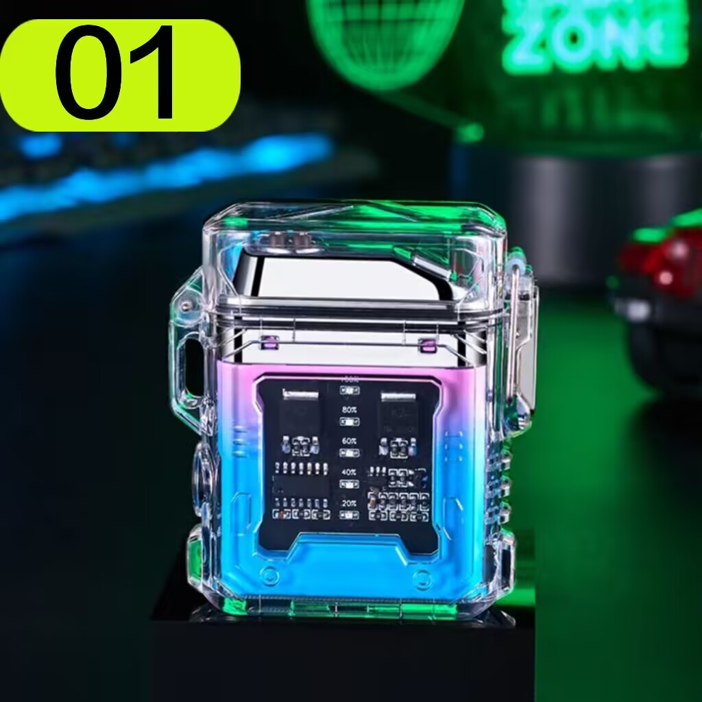 YQQ USB充電 電子ライター 軽量 LED 防風 防水 電気ライター パウダーブルーのライター