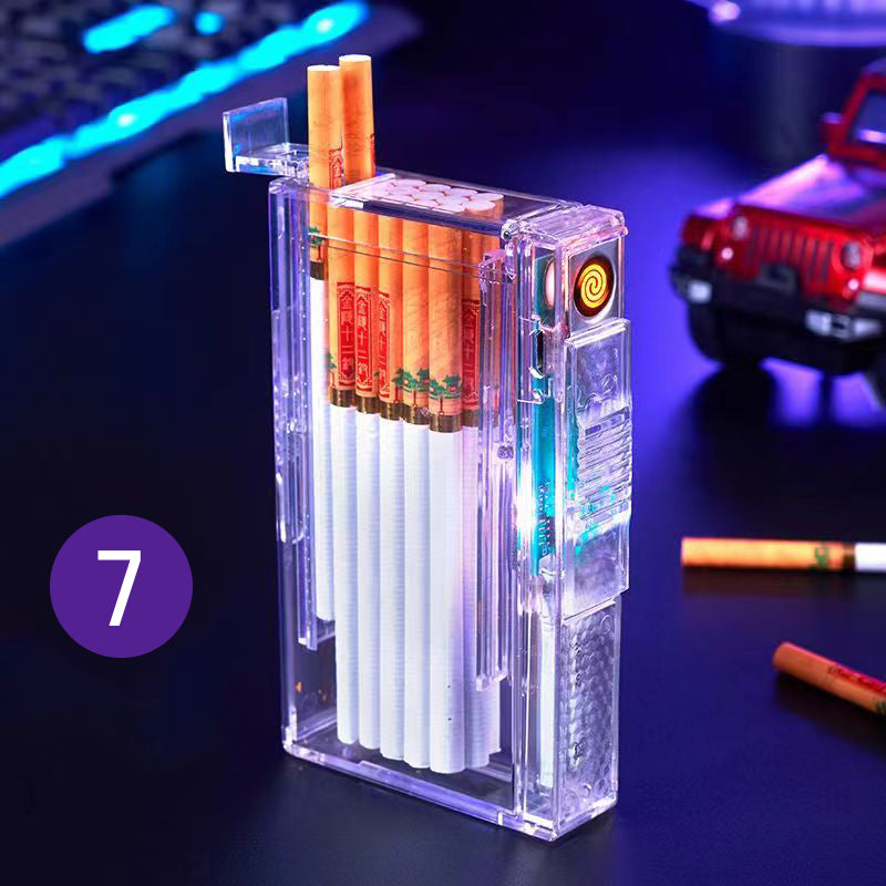 YQQA23 (ロングバージョン)可愛い充電ライター+タバコケース一体防風20本入り