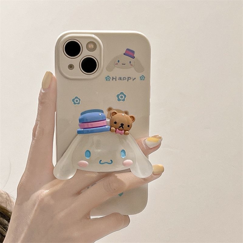 WLY 立体 サンリオ スマホケース 携帯電話ケース 粘着式スマホホルダー付き
