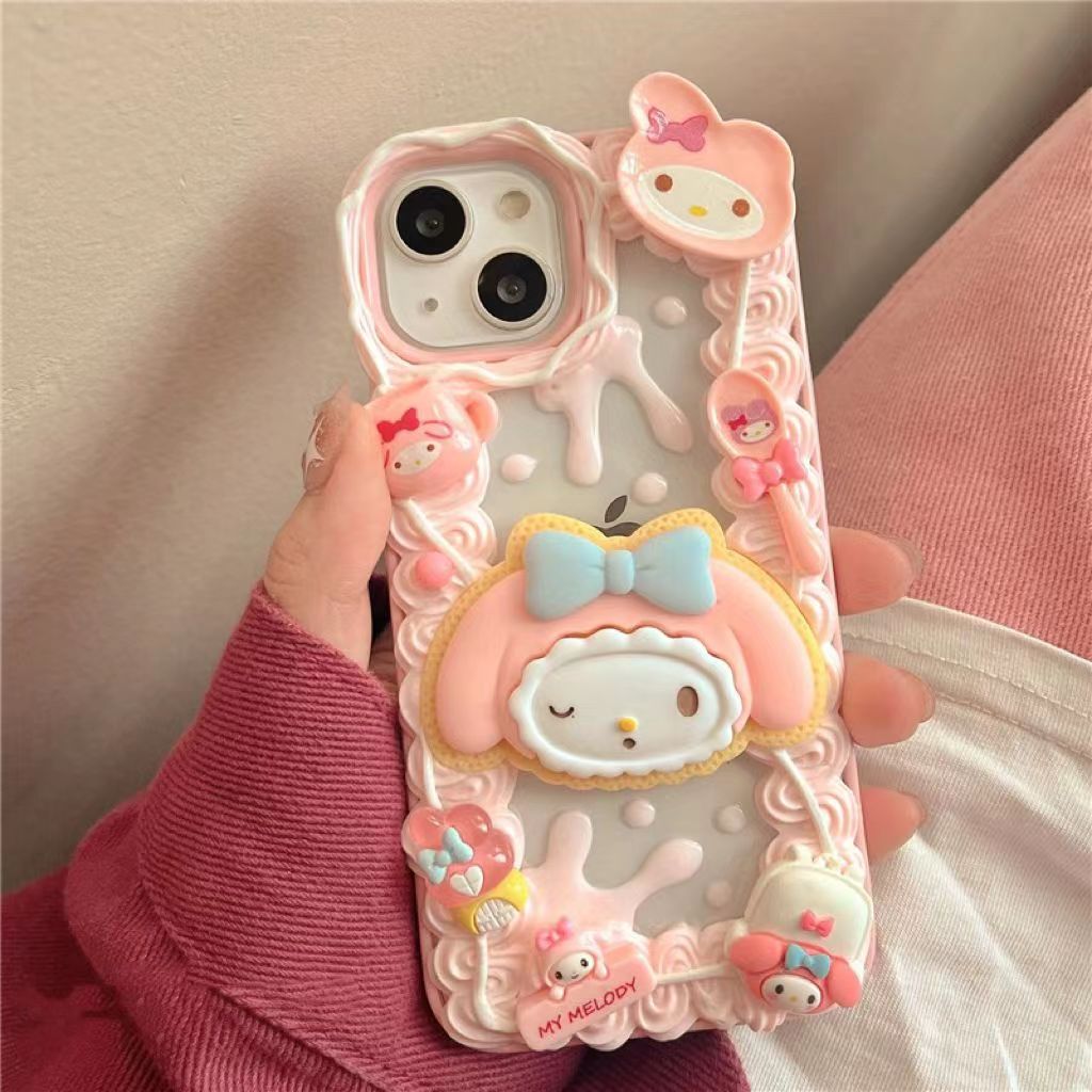 YQQ 可愛い サンリオ キャラクター 立体 スマホケース 携帯電話ケース