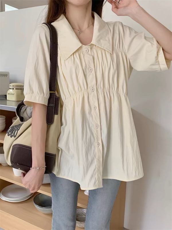 フリル正肩半袖シャツレディース夏ビッグサイズゆったり着痩せインナーインナーインナー上着 Y5