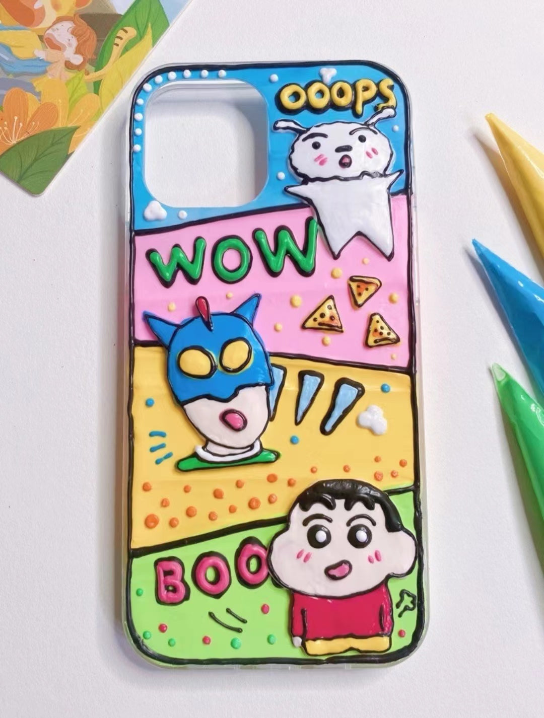 OL 野原しんのすけ&アクション仮面 手描き ホイップ携帯ケース