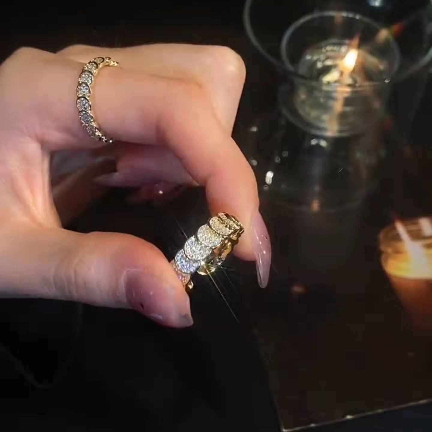 LF かっこかわいい オープンリング 無地指輪(きらきら) オリジナルデザイン