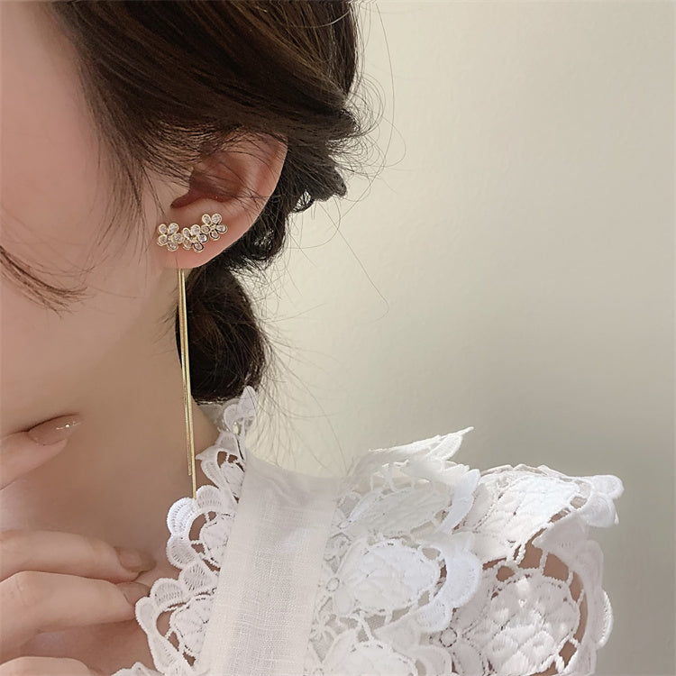 CMC 花 フラワーピアス ロングタッセルピアス