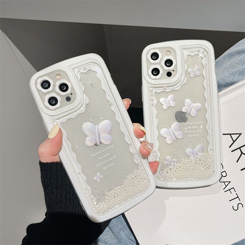 YQQ ラブリーな蝶の流砂型スマホケース 携帯電話ケース 芸術