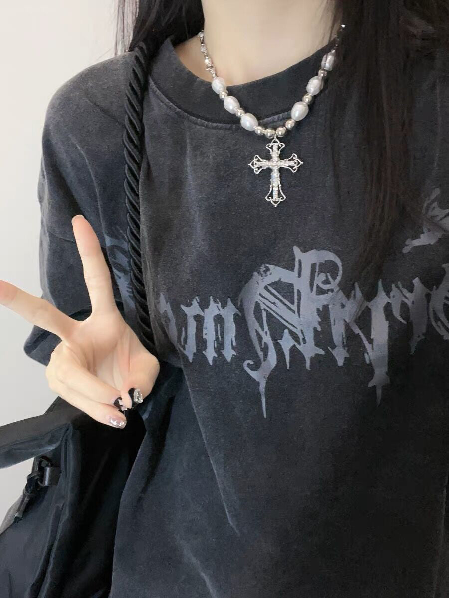 XYW オーバーサイズ かっこいい ストリート 半袖 Tシャツ 2色 ギャル トップス
