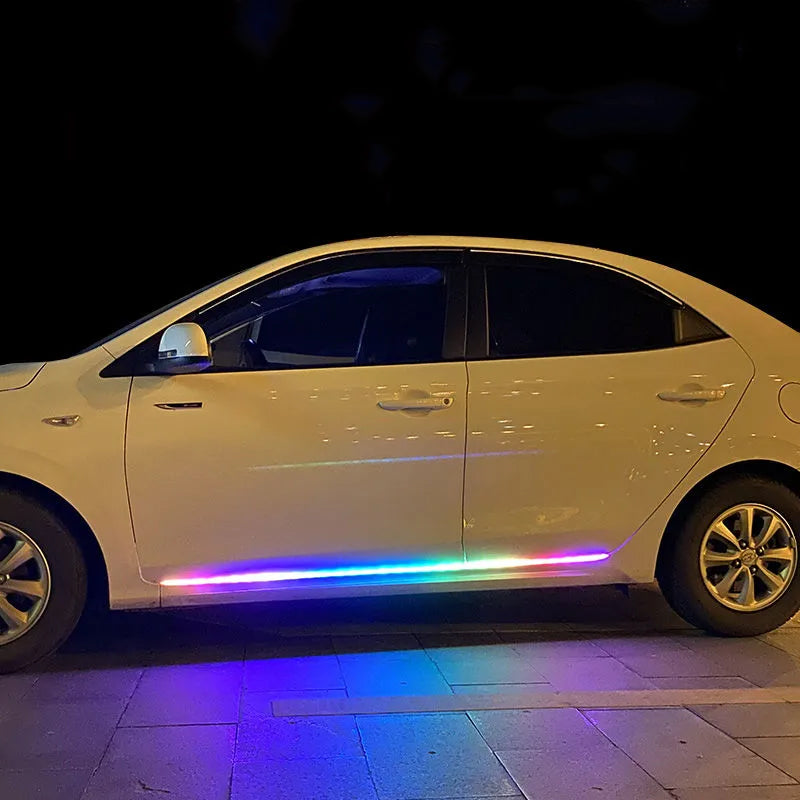 XYW カードア7色ランニングライト 自動車ドアサイドランプ LEDシャシーライト-USB