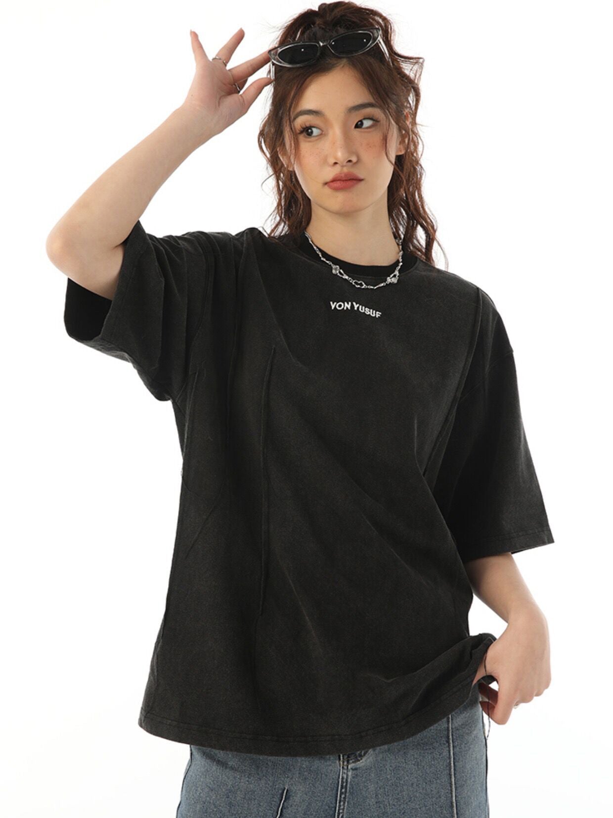 XYW オリジナルデザイン 半袖Tシャツ ショート/ロング トップス 全3色 ギャル ストリートコーデ