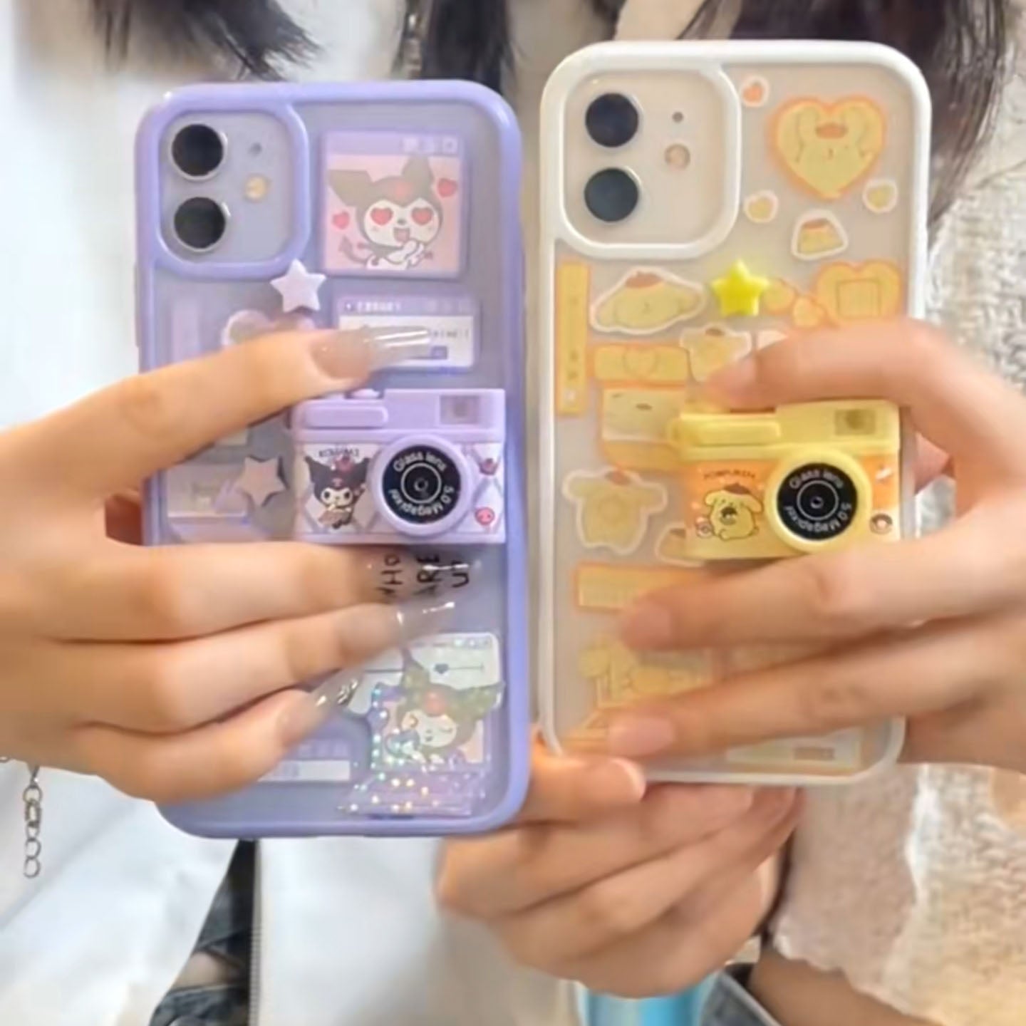 WLY かわいい サンリオ 発光カメラ DIY スマホケース 携帯電話ケース