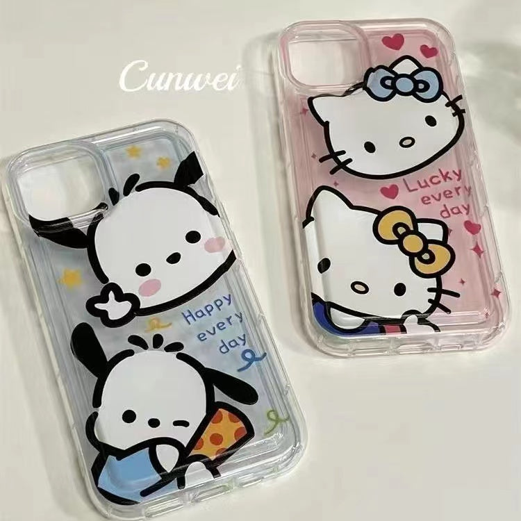 WLY キャラクター ポチャッコ&ハローキティ スマホケース 携帯電話ケース