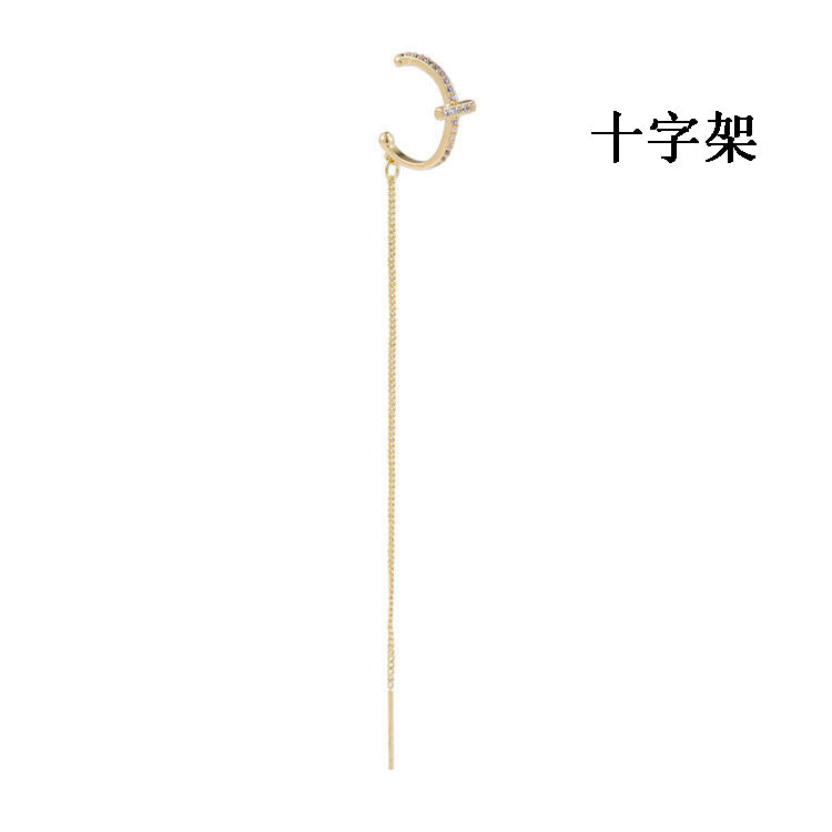 YQQ ネクタイ/八芒星/クロス/十字架 イヤーカフ ピアス