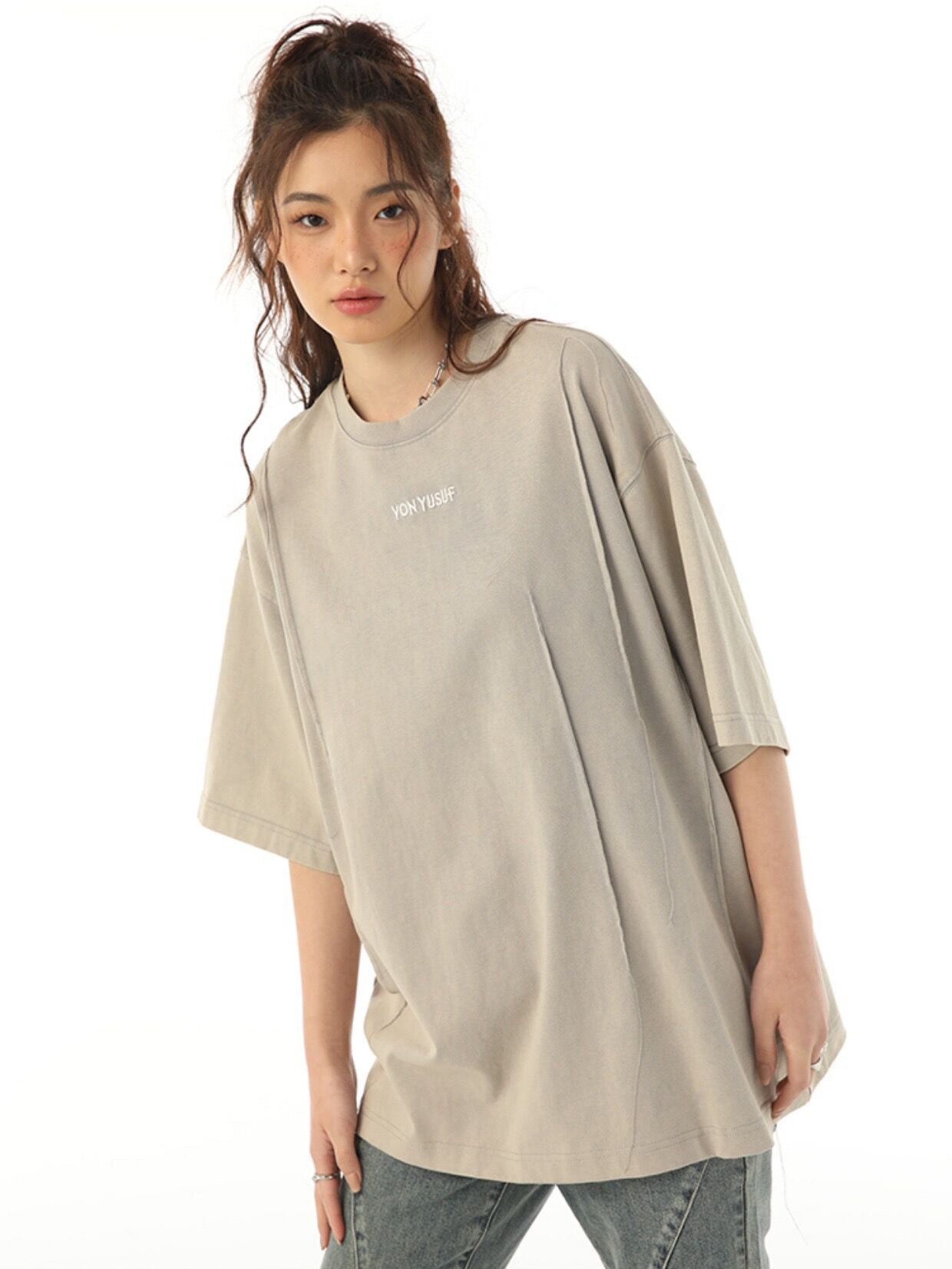 XYW オリジナルデザイン 半袖Tシャツ ショート/ロング トップス 全3色 ギャル ストリートコーデ