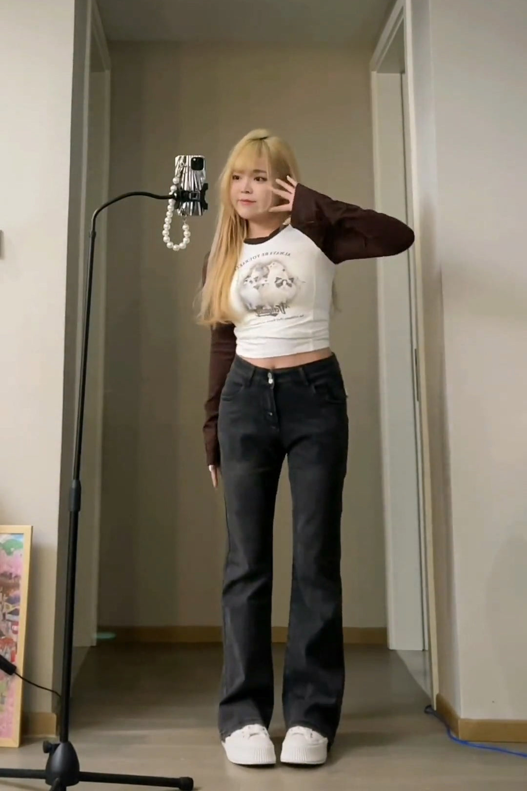 XYW ハイウエスト 着やせ かっこいい ジーンズ ストレートパンツ