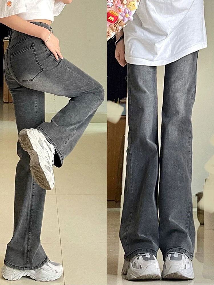 XYW ハイウエスト 着やせ かっこいい ジーンズ ストレートパンツ