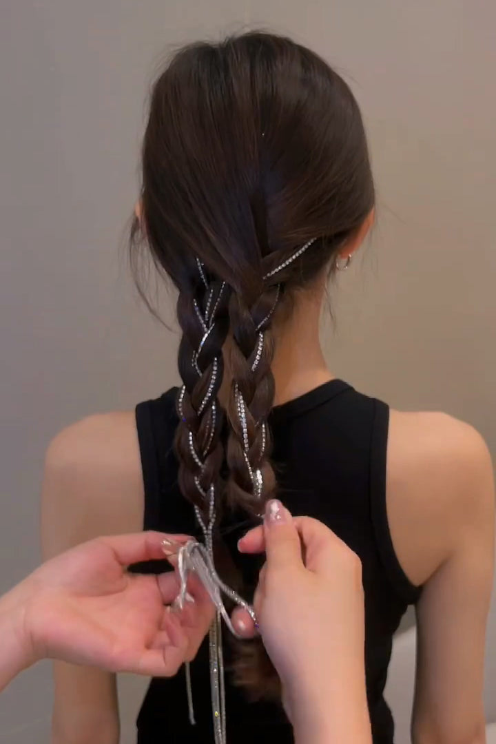 XYW フラッシュドリル チェーンヘアクリップ タッセル ヘアクリップ ヘアアクセサリー 髪飾り