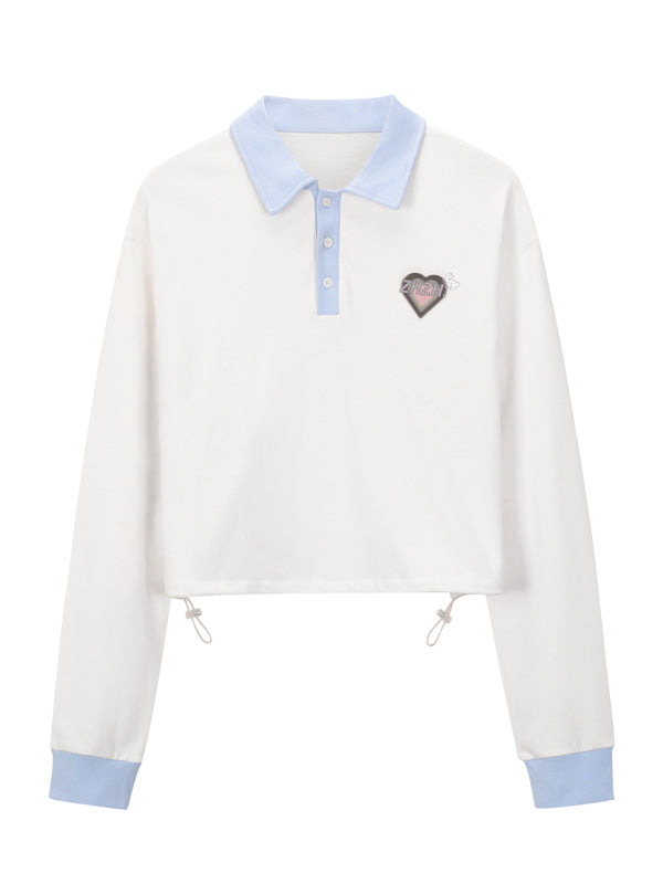 XYW 春新作 POLO ポロネック 長袖 ポロシャツ かわいい 全4色