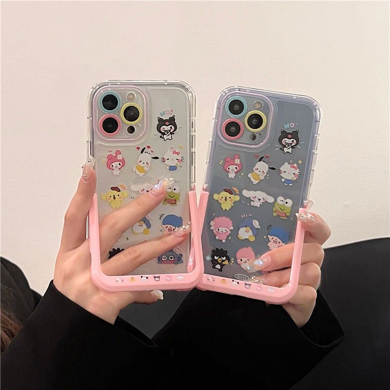 LF かわいい サンリオ スマホケース 折り畳み式携帯ホルダー付き携帯ケース