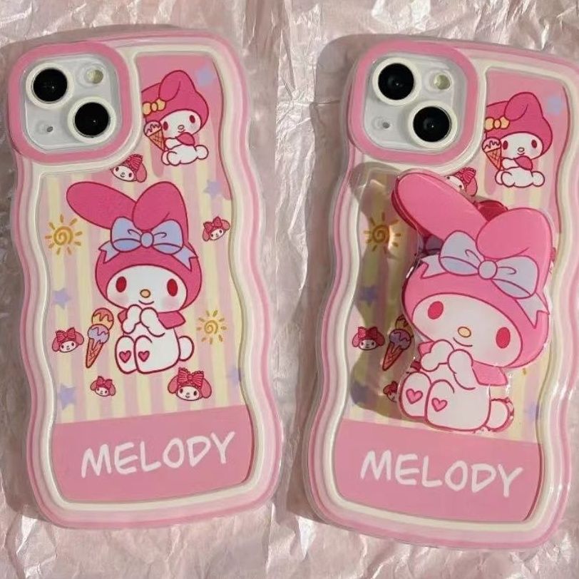 LF スマホケース かわいい マイメロディ 折り畳み式携帯ホルダー付き携帯ケース