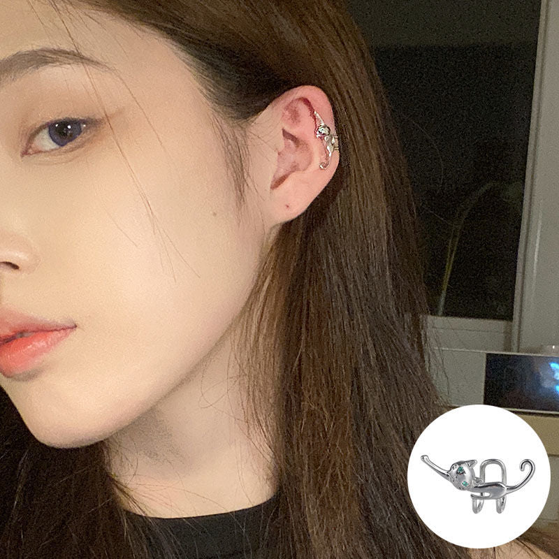 YQQ かわいいキティ イヤーカフ 猫 パーソナライズド イヤリング ペア