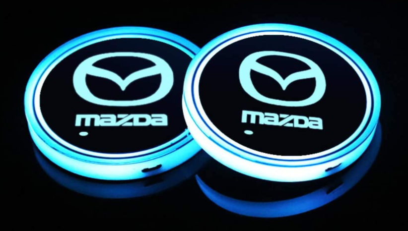 YQQ LED ドリンクホルダー レインボーコースター カーカップホルダー 車載 ロゴ マットパッド 2個セット