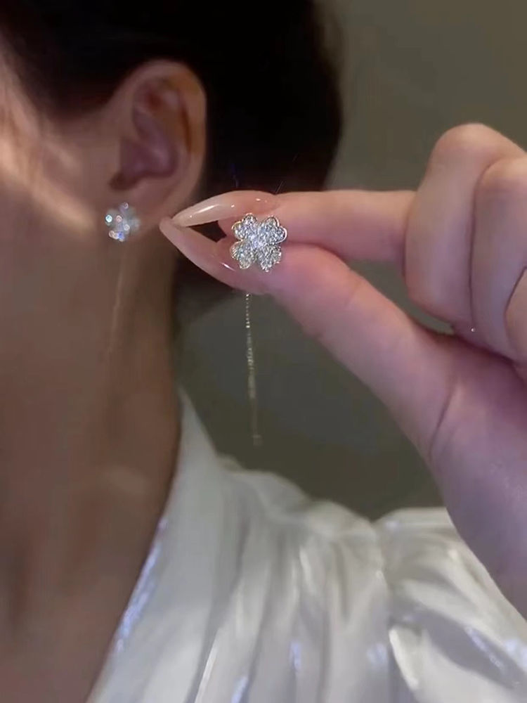 LF よつば 四つ葉のクローバー ロングピアス かわいい ラッキークローバー イヤリング