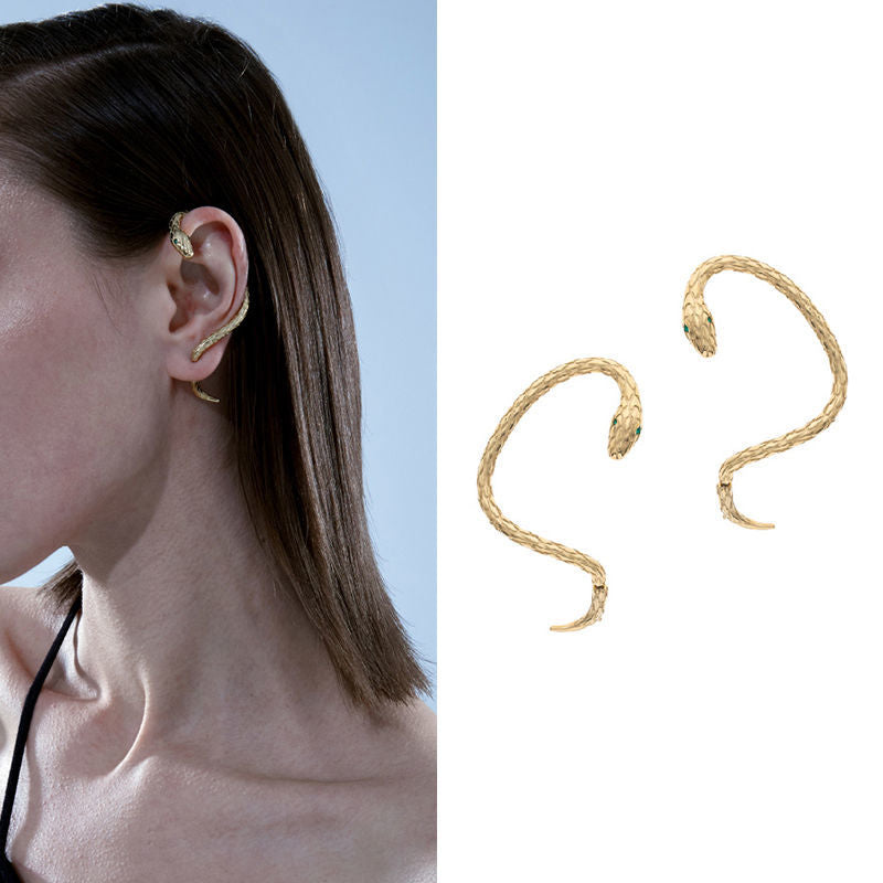 YQQ 金属蛇形 ピアス イヤーフック かっこいい