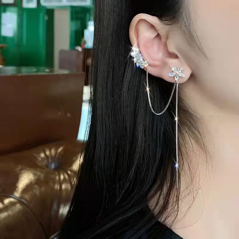 YQQ フラワー 花 タッセル きらきら ロングピアス