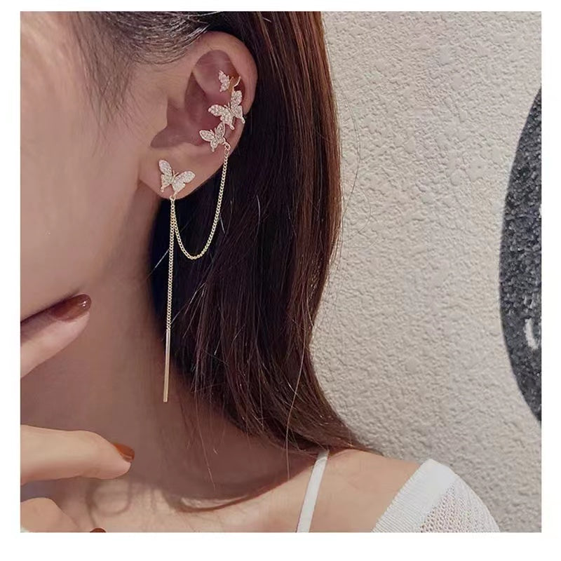YQQ 蝶ピアス耳掛け高級感のあるピアス
