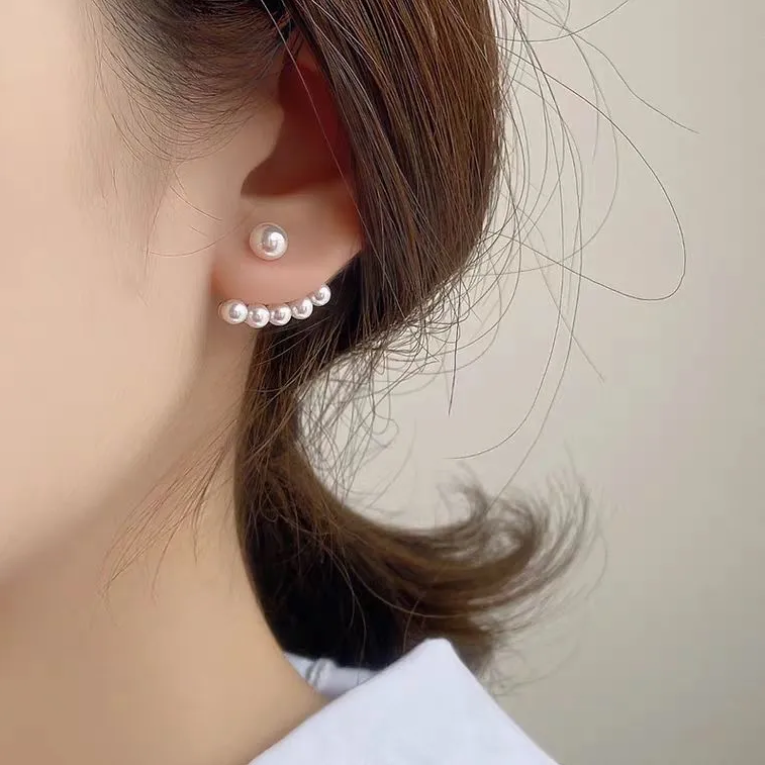 YQQ 夏 パールイヤリング 笑顔パール