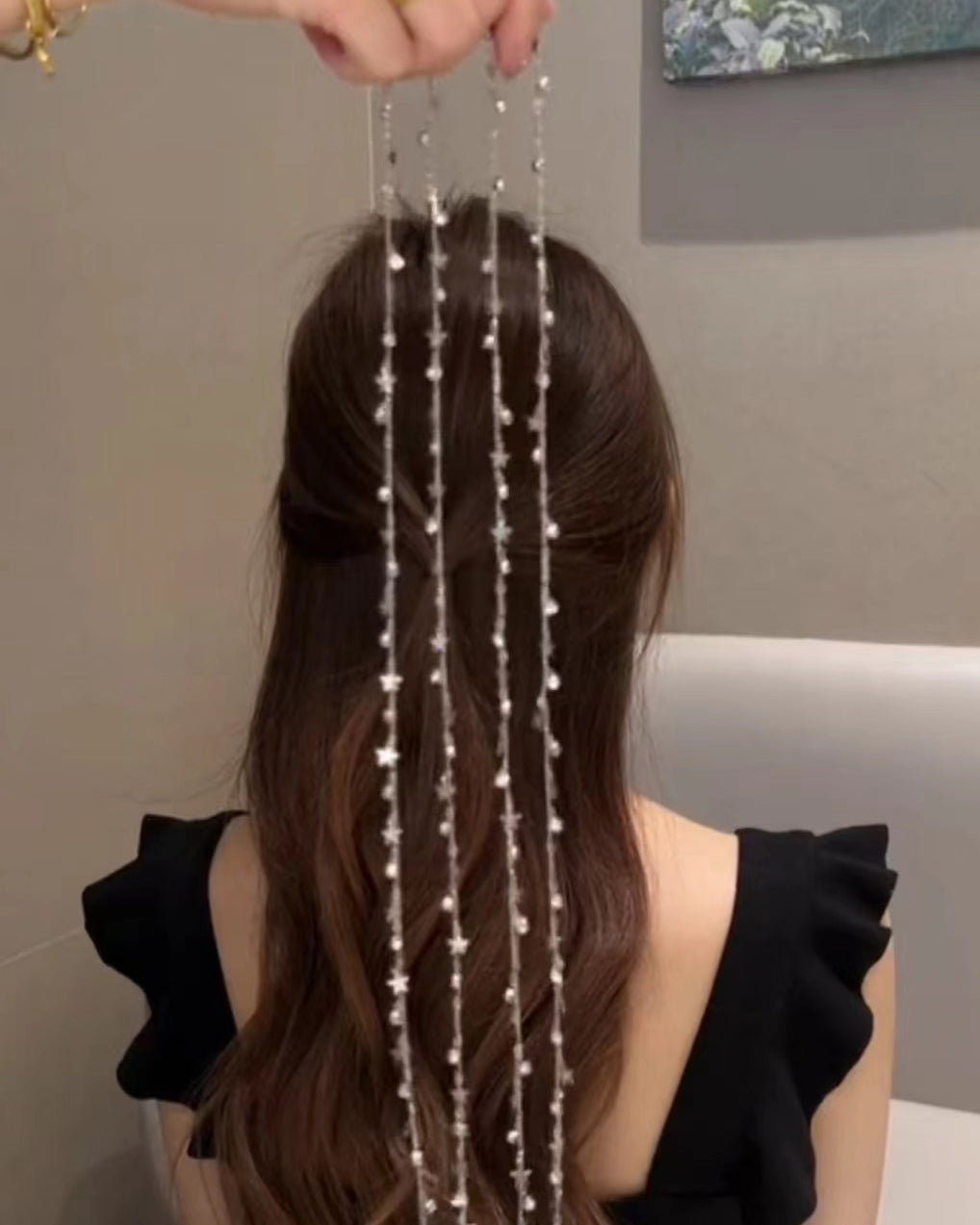 YQQ きらきら スターヘアーチェーン ヘアブレードヘアアクセサリー ヘアクリップ 星ヘ